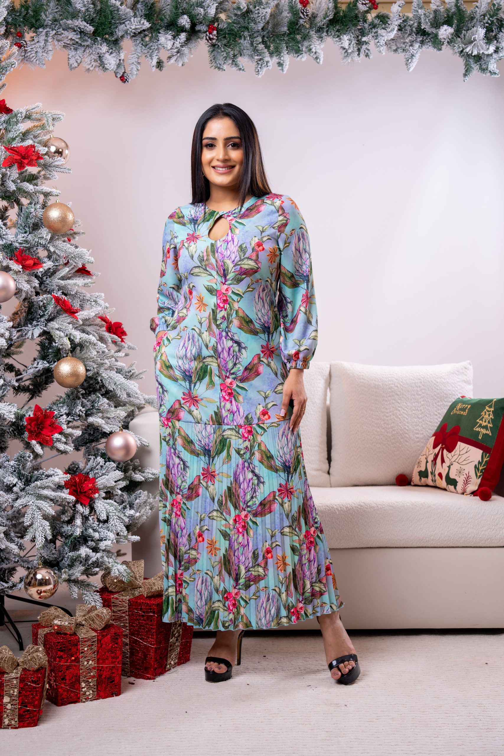 Pleated Bottom Frilled Party Wear Dress