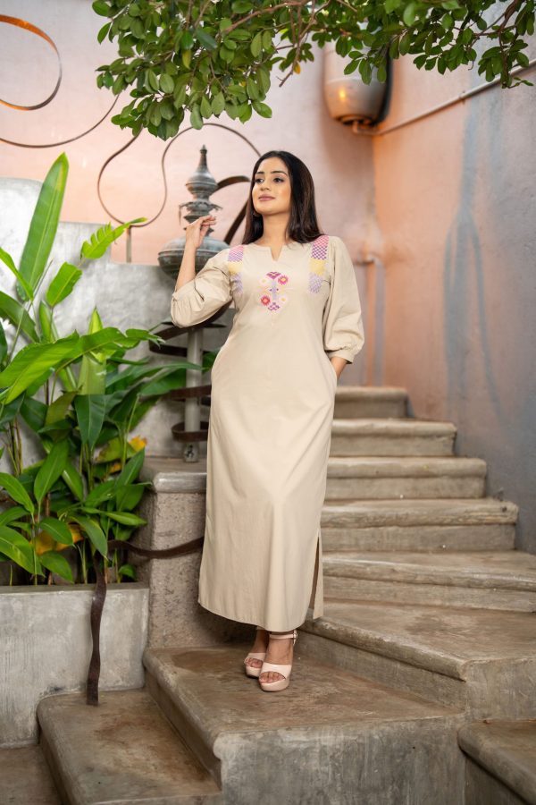 Embroidered Notch Necked Maxi Dress - Image 2