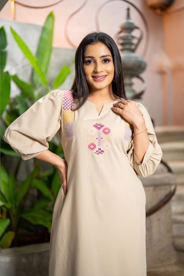 Embroidered Notch Necked Maxi Dress - Image 4