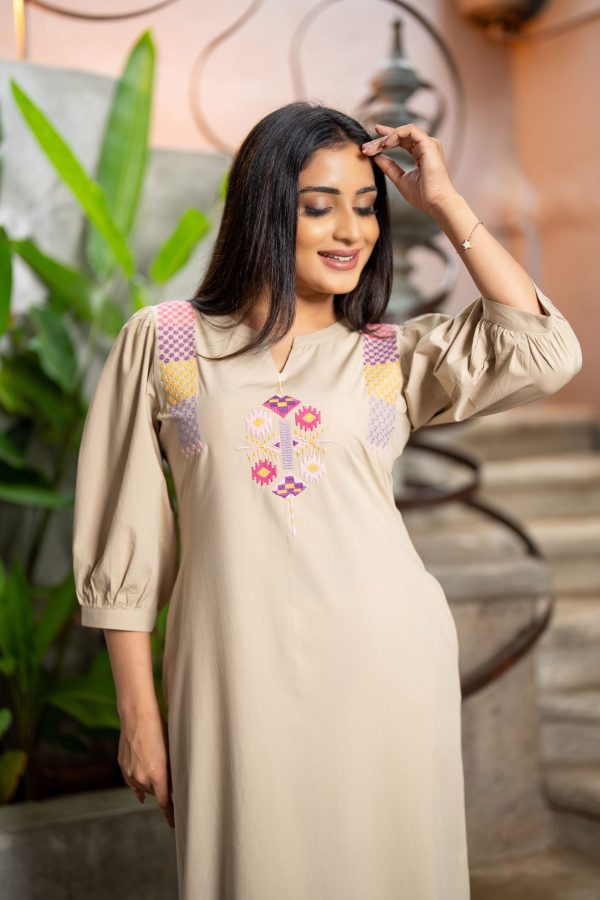 Embroidered Notch Necked Maxi Dress - Image 5
