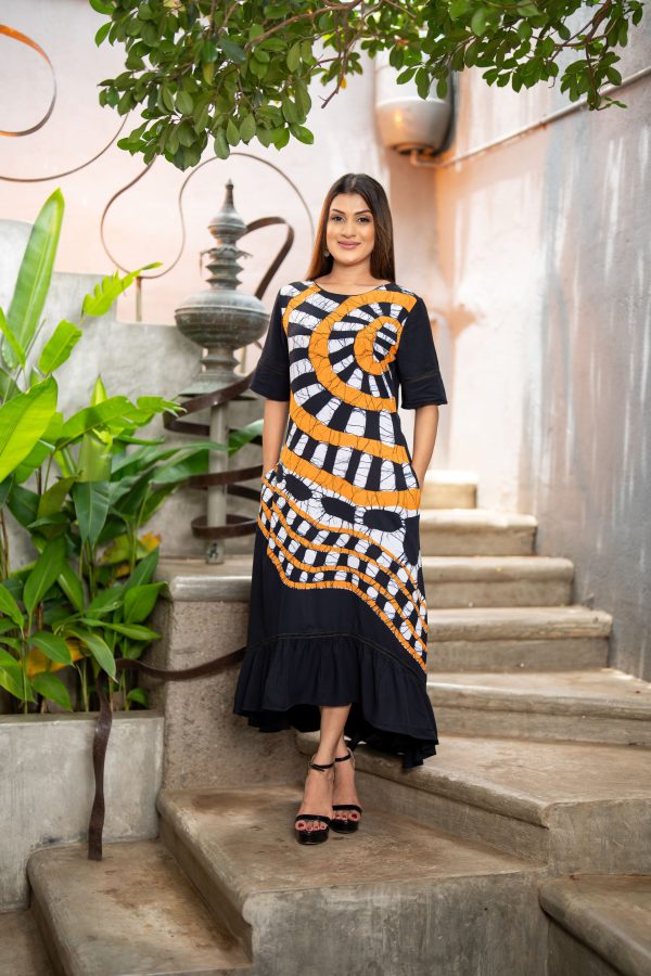 Geometric Printed Batik Maxi Dress - Image 2