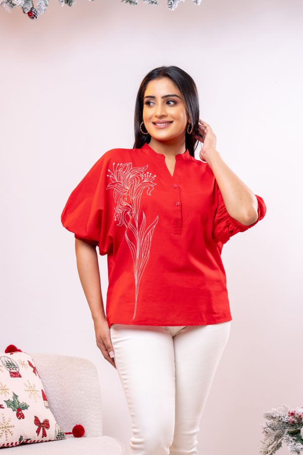 Embroidered Chinese Collared Top - Image 2