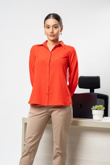 Contrast Button Detailed Button Up Shirt