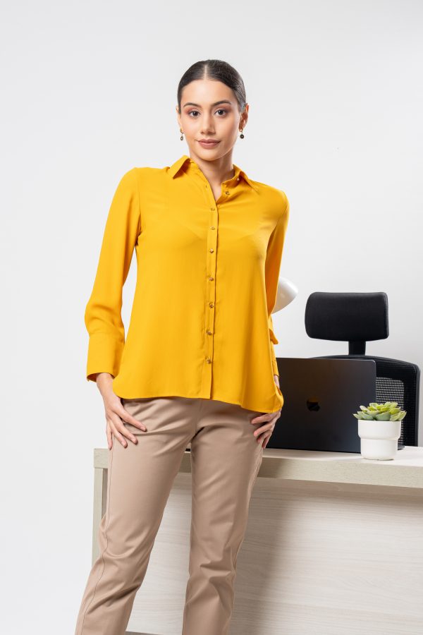 Contrast Button Detailed Button Up Shirt - Image 2