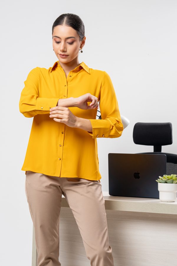 Contrast Button Detailed Button Up Shirt - Image 3