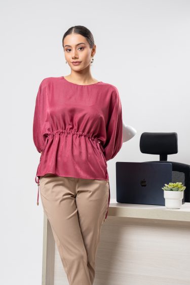 Waist Gathered Oversized Blouse