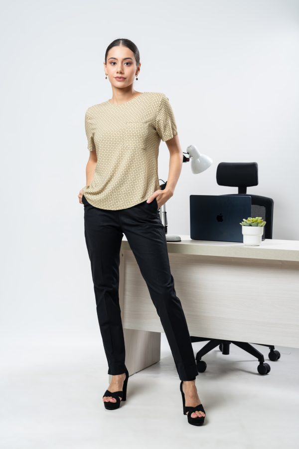 Geometric Patterned Basic Blouse - Image 2