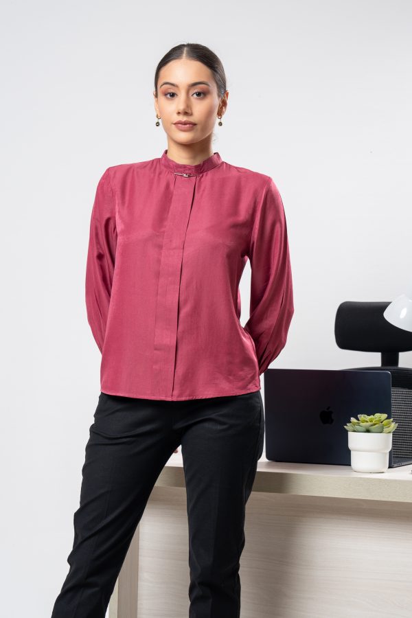 High Neck Pleat Detailed Top - Image 2