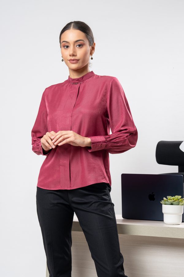 High Neck Pleat Detailed Top