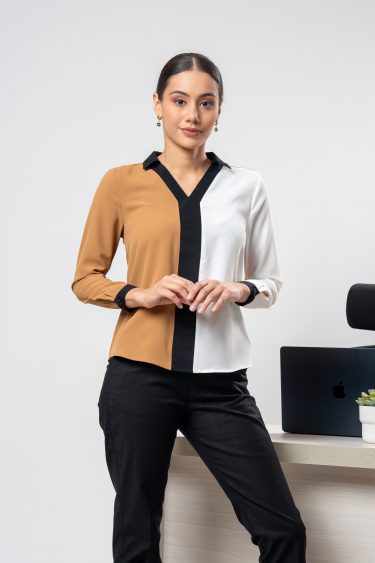 Three-Tone Long Sleeved Top