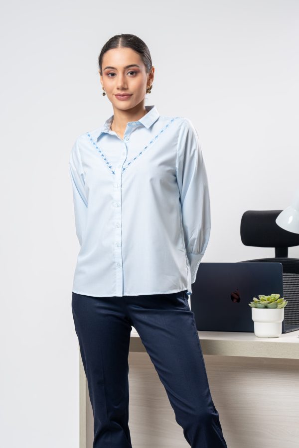 Floral Embroidered Loose Fit Shirt Blouse - Image 2