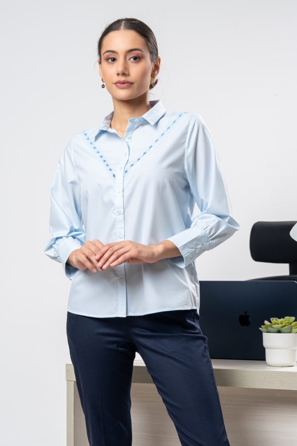 Floral Embroidered Loose Fit Shirt Blouse - Image 3