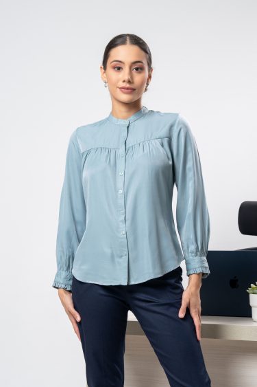 Chinese Collared Long Sleeved Button Up Top