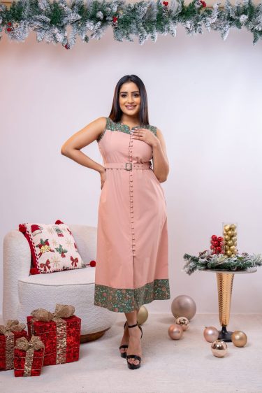 Color-Blocked Sleeveless Midi Dress