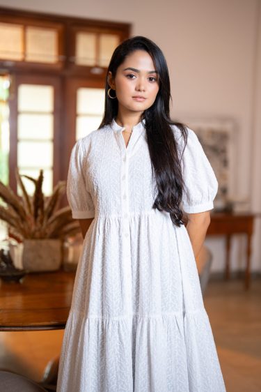 Cut Lawn Layered Midi Dress