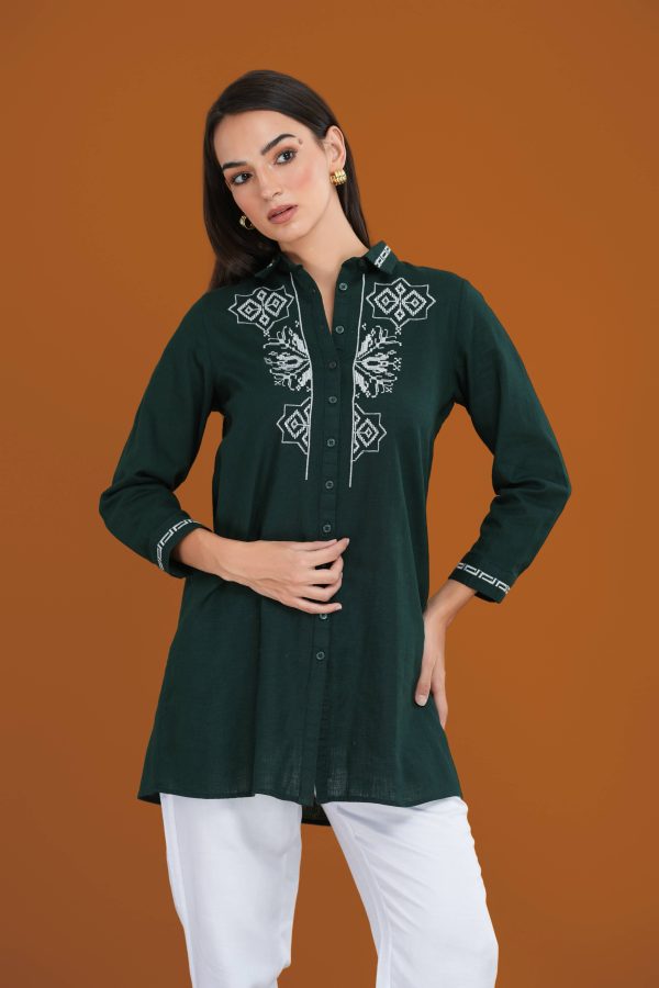 Embroidered Shirt Collar Kurta - Image 2