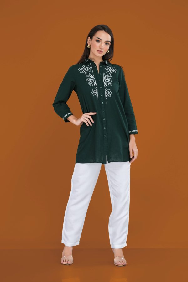 Embroidered Shirt Collar Kurta - Image 4