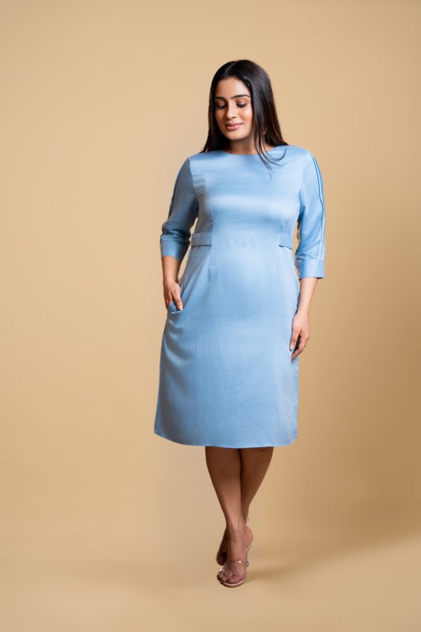 Waist Belt Detail Short Office Dress - Image 4