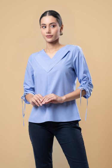 Neck Pleat Detailed Shirt Blouse