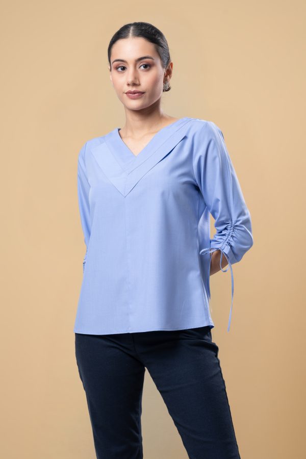 Neck Pleat Detailed Shirt Blouse - Image 2
