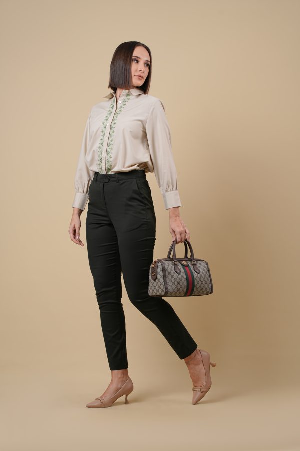 Green Stretchable Office Pant - Image 2