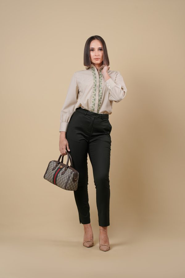 Green Stretchable Office Pant - Image 3