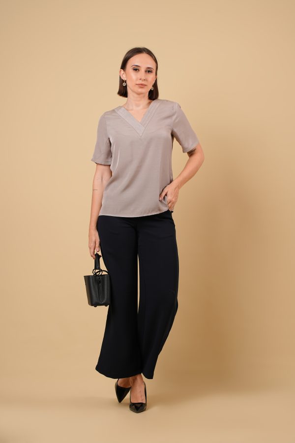 3 Layer Overlap V Neck Workwear Top - Image 3