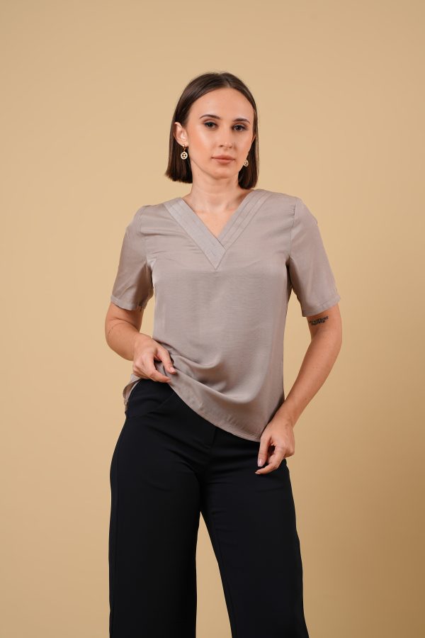 3 Layer Overlap V Neck Workwear Top - Image 2