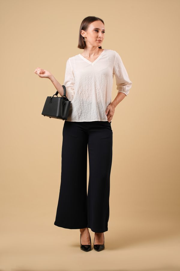 V Neck Sleeve Detailed Blouse - Image 4