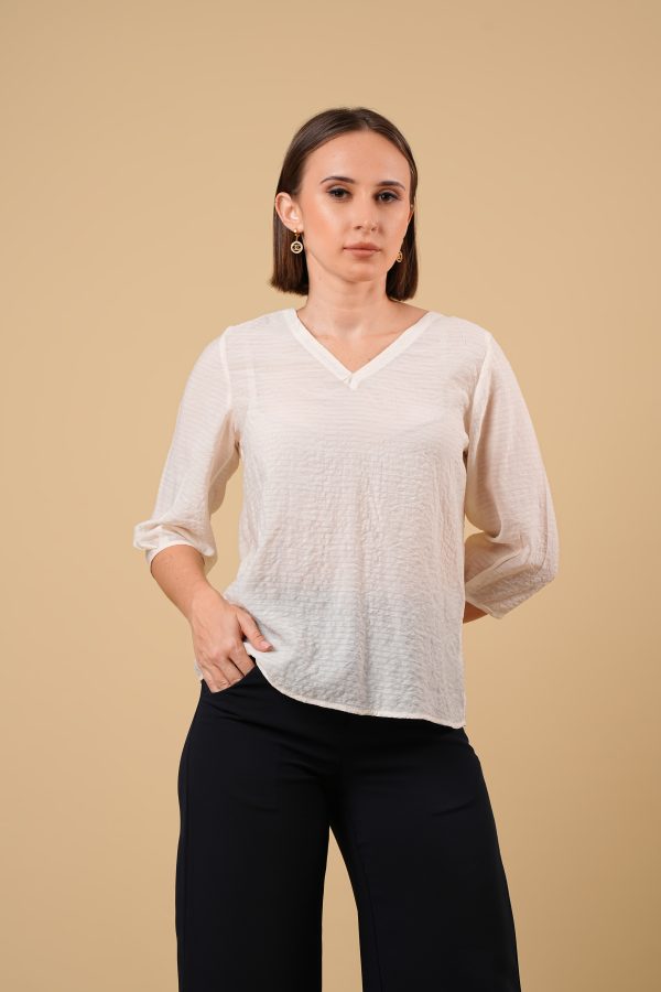 V Neck Sleeve Detailed Blouse - Image 2