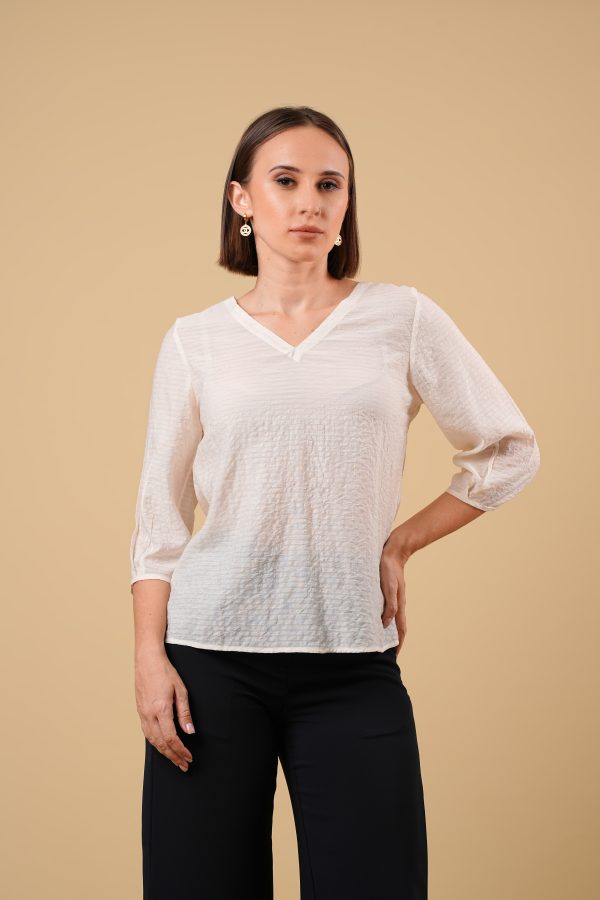 V Neck Sleeve Detailed Blouse
