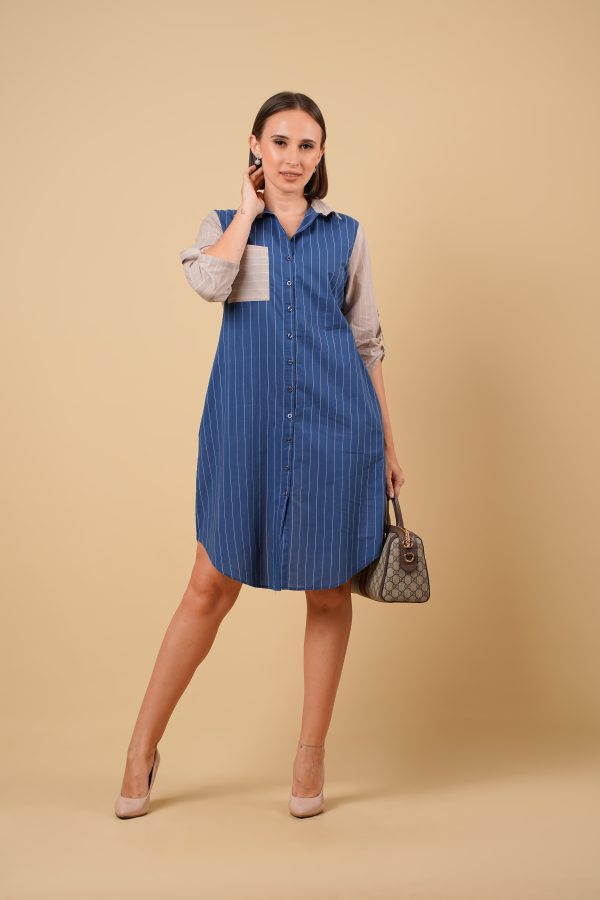 Striped Pocket Detail Shirt Dress