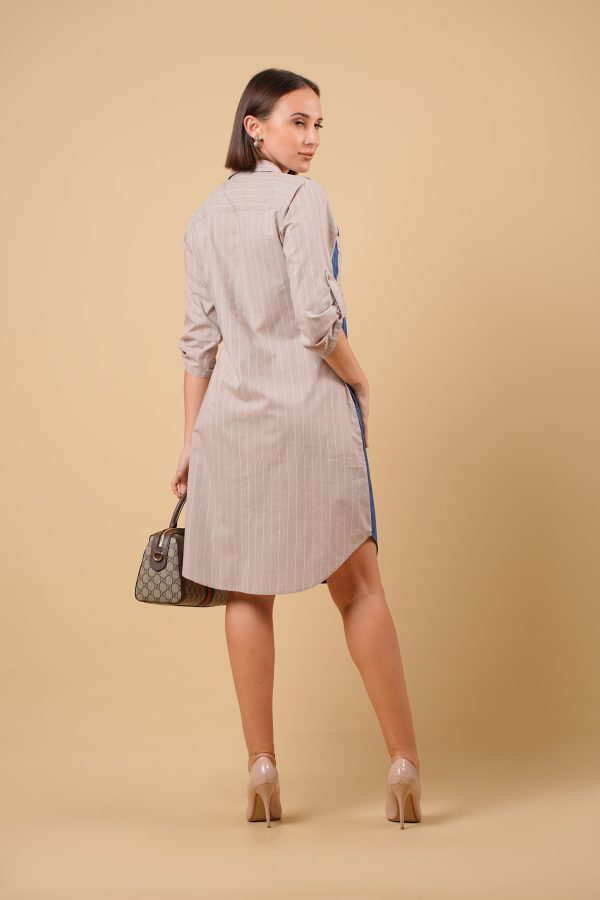 Striped Pocket Detail Shirt Dress - Image 5