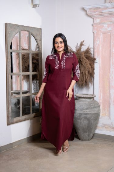 Abstract Embroidered Maxi Dress