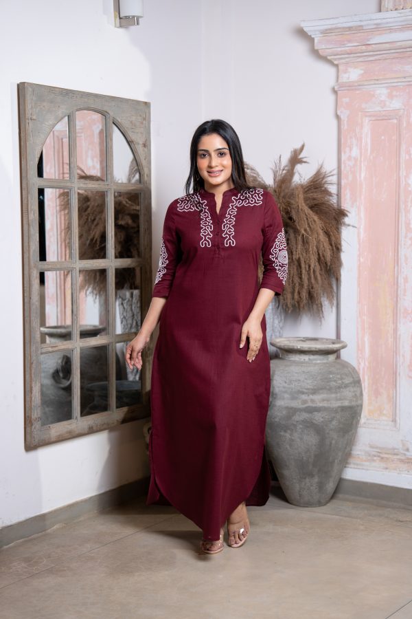 Abstract Embroidered Maxi Dress