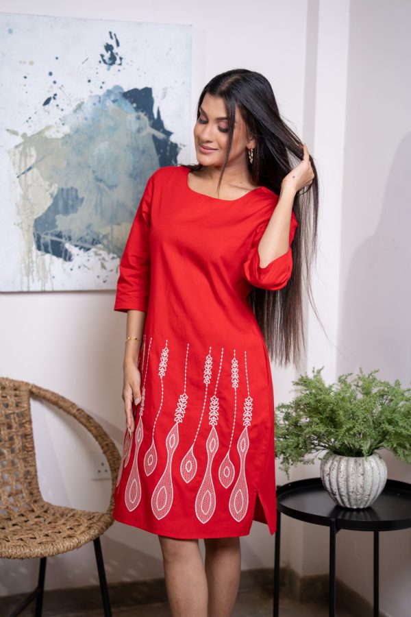 Hem Embroidered Short Dress - Image 4