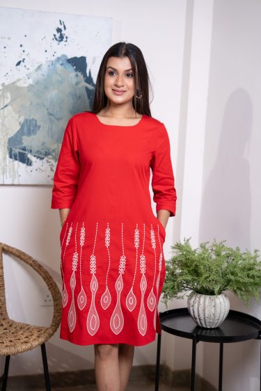 Hem Embroidered Short Dress