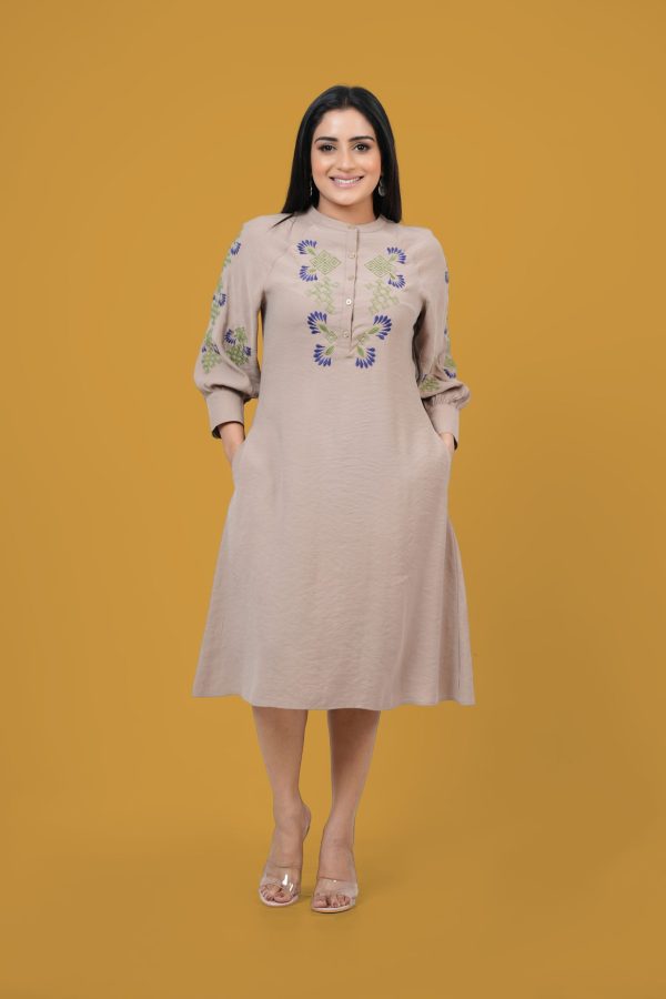 Raglan Sleeve Embroidered Short Dress - Image 5