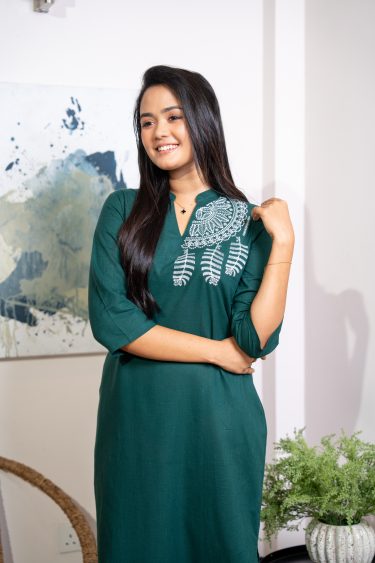 Embroidered Chinese Collared Maxi Dress