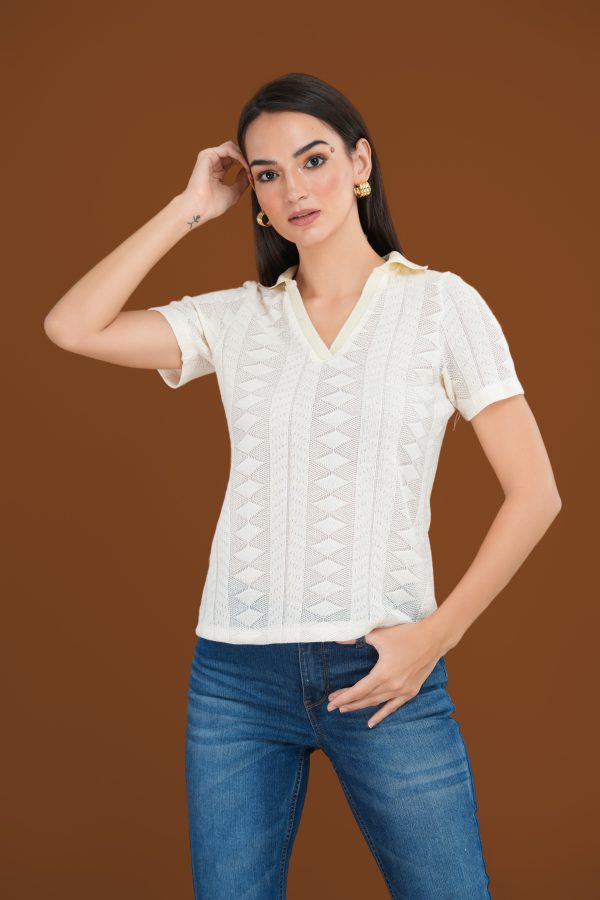 Buttercream Knit Collared Top - Image 2