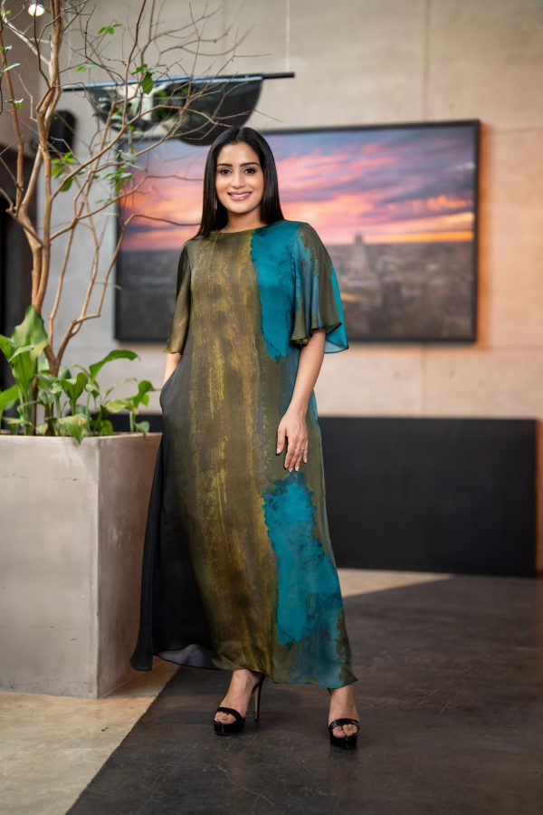 Flutter Sleeve Georgtte  Maxi Dress - Image 4