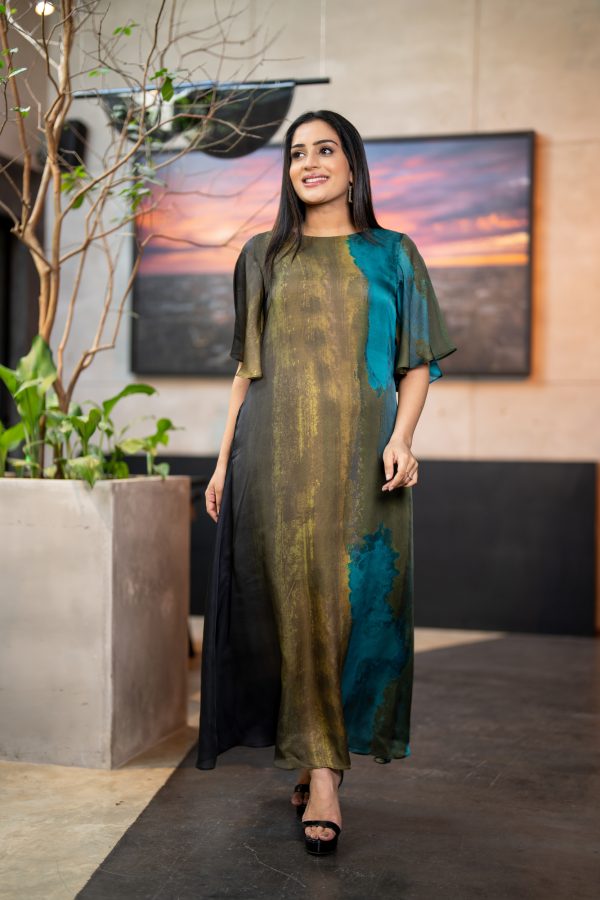 Flutter Sleeve Georgtte  Maxi Dress - Image 2