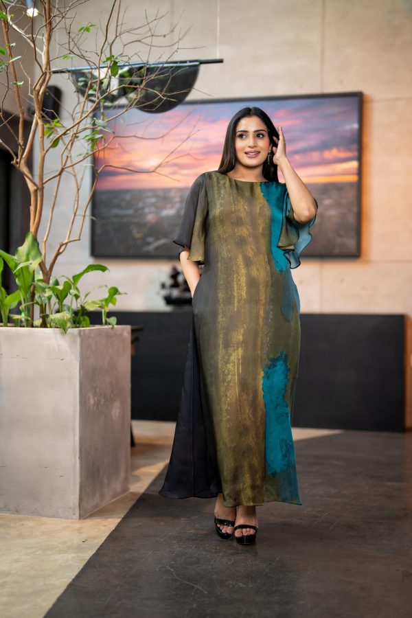 Flutter Sleeve Georgtte  Maxi Dress - Image 3
