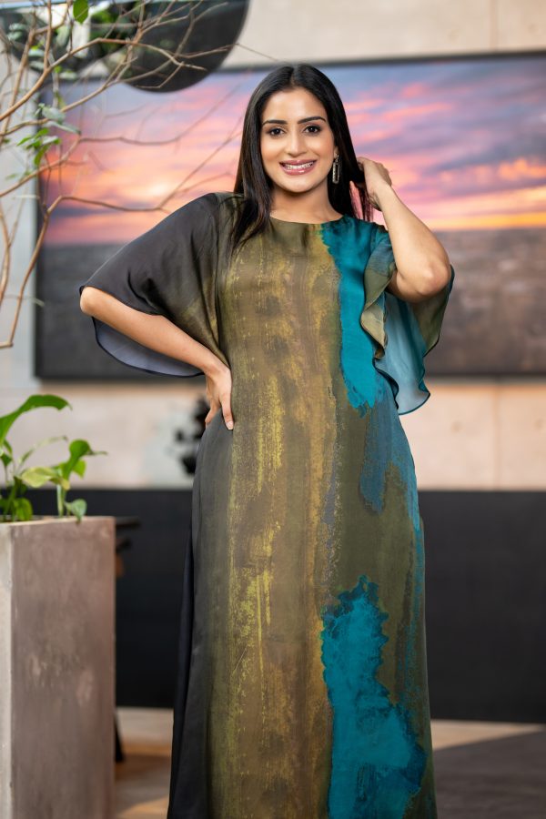 Flutter Sleeve Georgtte  Maxi Dress - Image 5