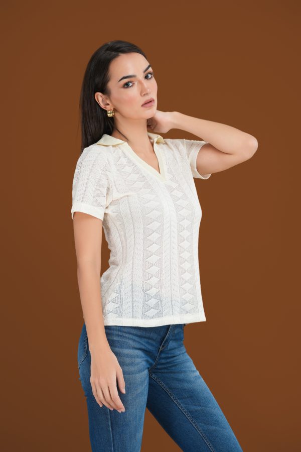 Buttercream Knit Collared Top - Image 3