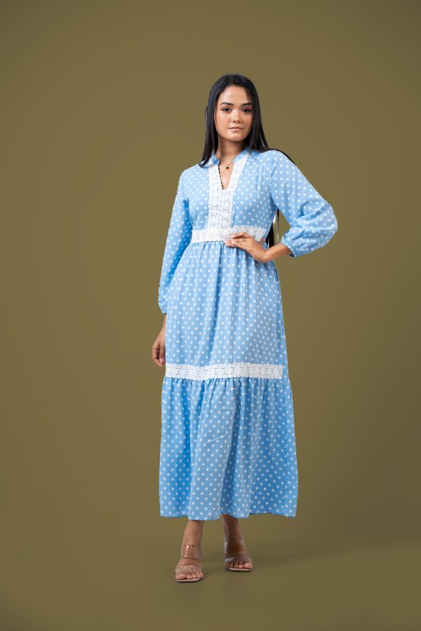 Lace Detailed Polka Dot Maxi Dress - Image 2