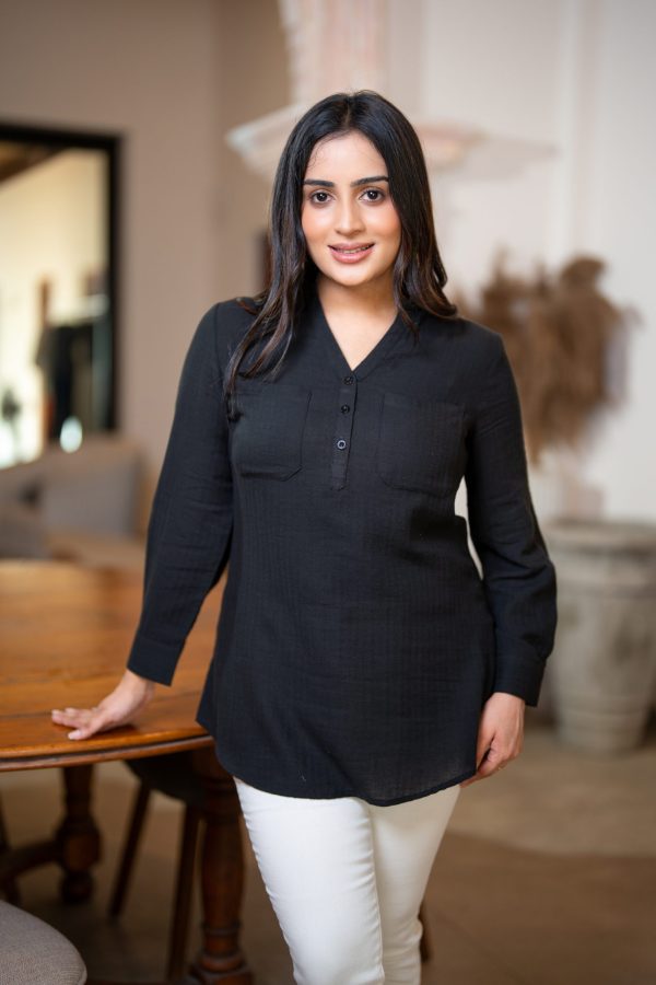 Stripe Textured Long Blouse