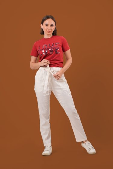 Waistband Tie-Up Pencil Cut Pant