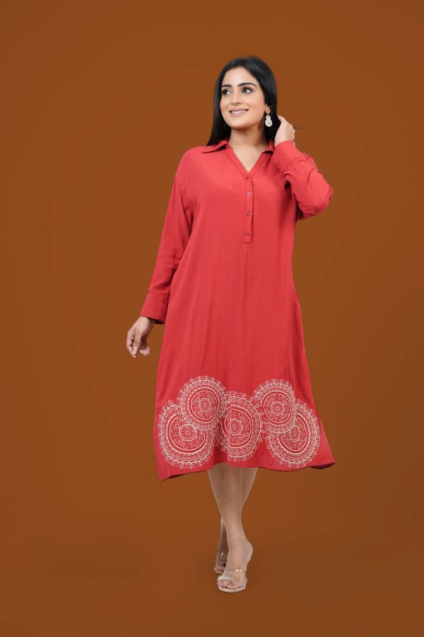 Hem Embroidery Detail Short Dress - Image 3