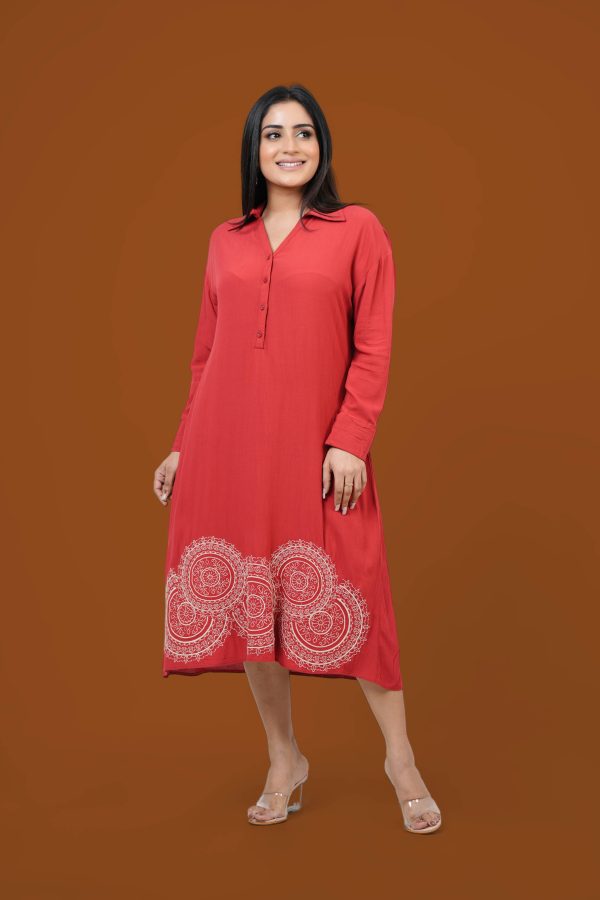 Hem Embroidery Detail Short Dress - Image 2